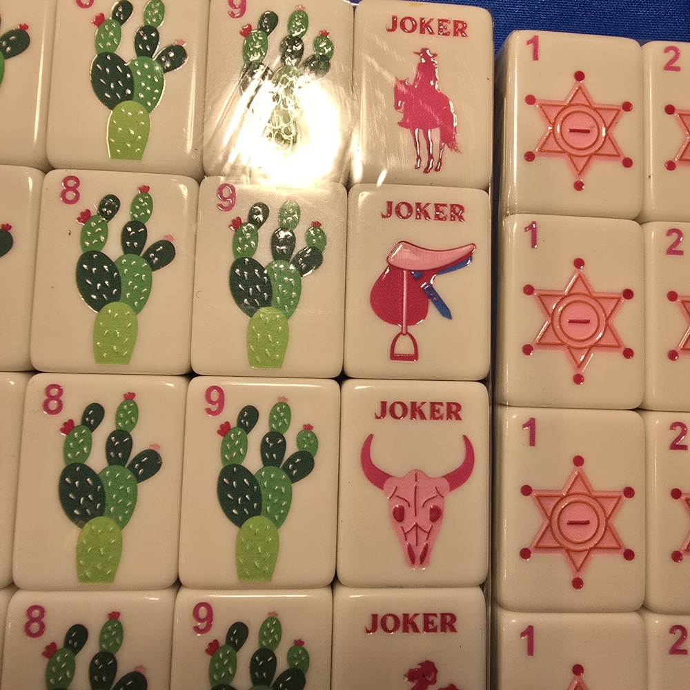 Southwest  Pink Cowboy Hat n Boots Mahjong Tiles